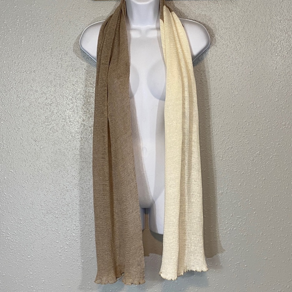 100% Linen Two-Tone Sand and Cream Scarf